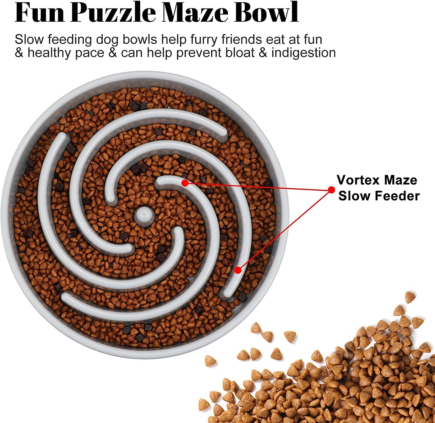 WHIPPY Slow Eating Dog Bowl – Eco-Friendly Non-Slip Pet Puzzle Feeder for Medium & Large Breed Dogs, Interactive Bloat Stop Dog Food Bowl for Choking & Gulping Prevention