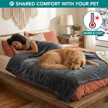 Dog Blanket for dog and cats small or big, Soft Sherpa Fleece Pet Blanket Throw, Reversible Plush Couch Cover Protector Crate Carrier Chair Machine Washable