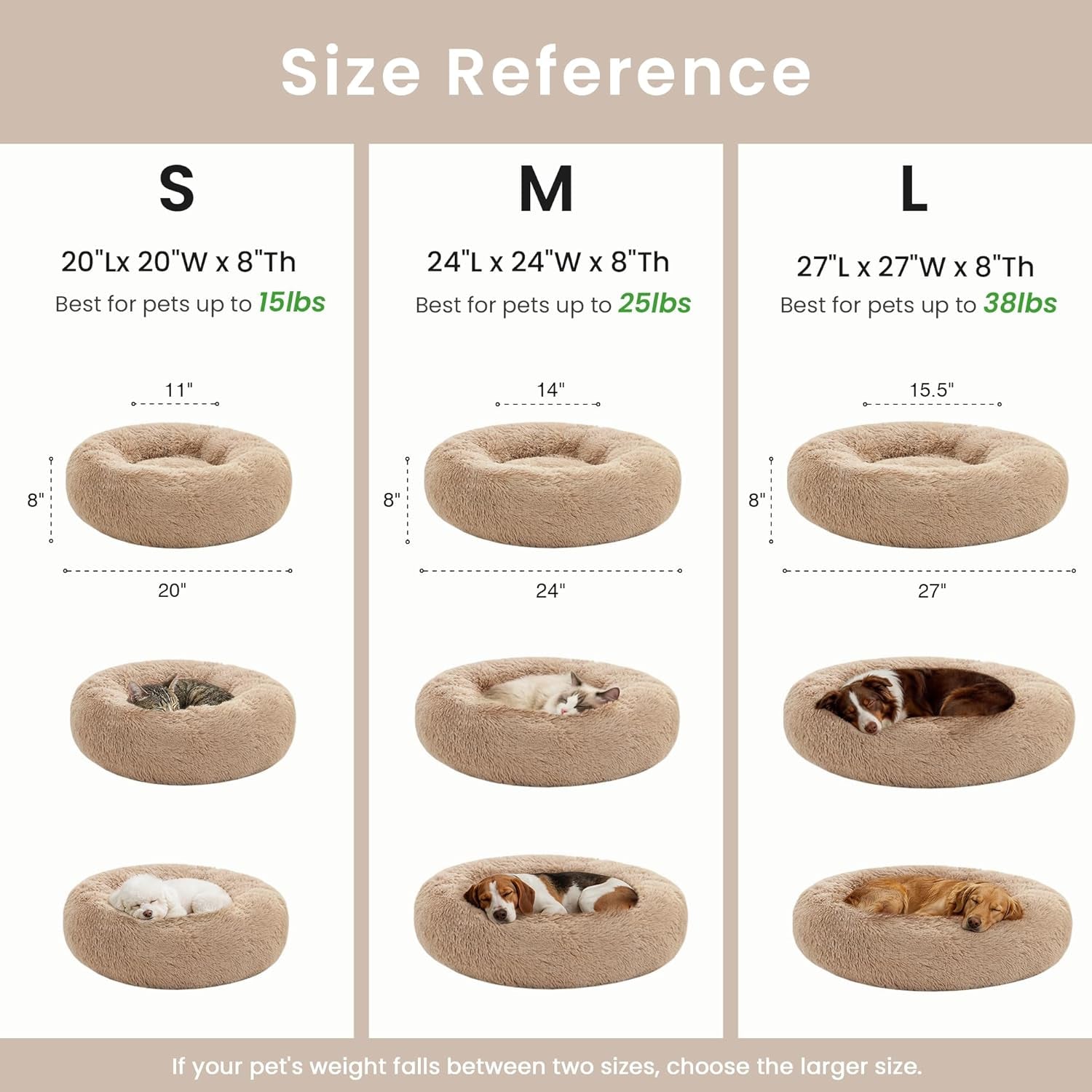 Calming Dog & Cat Bed, Donut round Bed, Fluffy Warming Bed for Small or Medium pets.