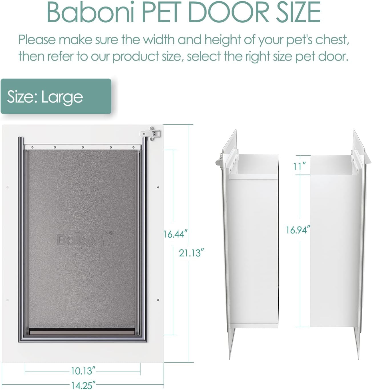 Door Wall for pets, Aluminum Lock, Double Flap Dog and cat Door, Strong and Durable (Pets up to 100 Lb) -Large