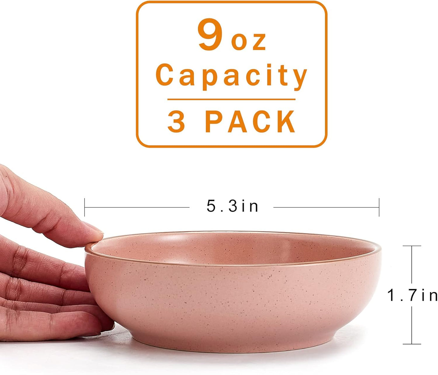 Howise Ceramic Cat Bowls Set of 3 – 5.19" Shallow Cat Dishes for Food and Water, Cute Pet Feeding Bowls for Cats and Puppies, Matte Pink