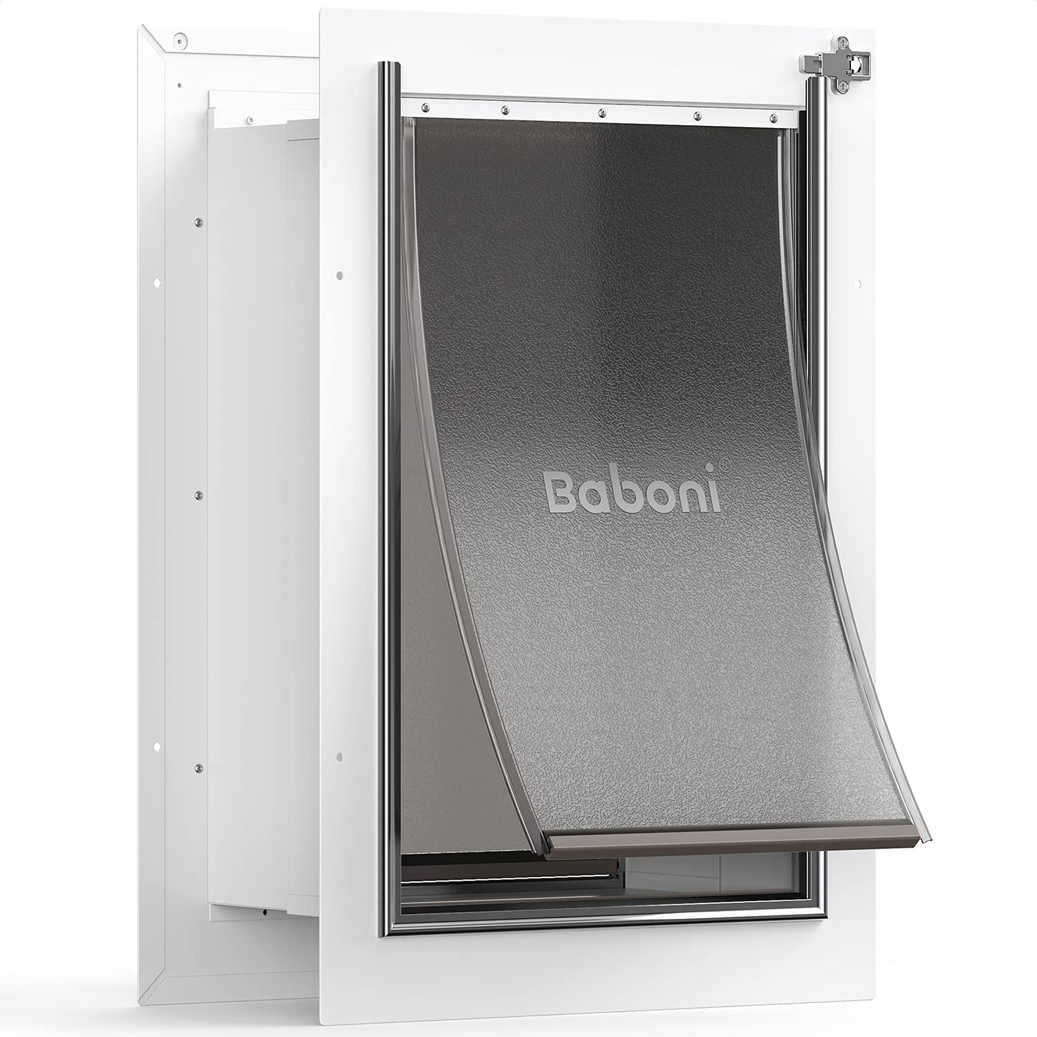 Door Wall for pets, Aluminum Lock, Double Flap Dog and cat Door, Strong and Durable (Pets up to 100 Lb) -Large