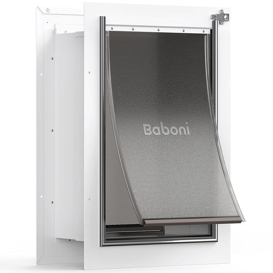 Door Wall for pets, Aluminum Lock, Double Flap Dog and cat Door, Strong and Durable (Pets up to 100 Lb) -Large