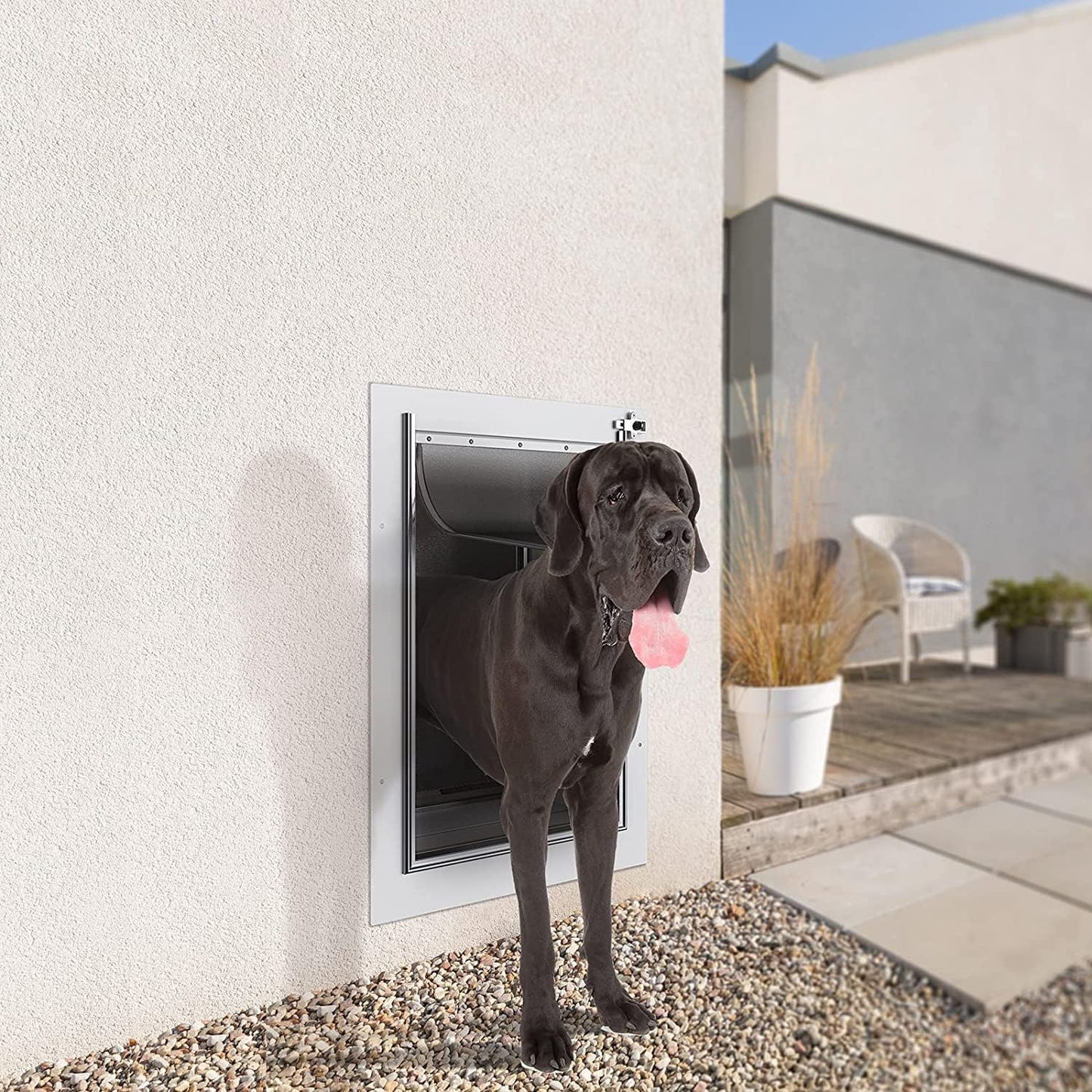 Door Wall for pets, Aluminum Lock, Double Flap Dog and cat Door, Strong and Durable (Pets up to 100 Lb) -Large