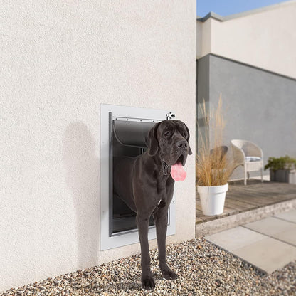 Door Wall for pets, Aluminum Lock, Double Flap Dog and cat Door, Strong and Durable (Pets up to 100 Lb) -Large